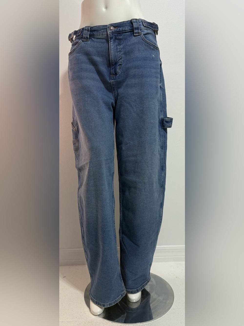 NWOT Women's High-Rise Wide Leg carpenter Jeans in Washed Blue